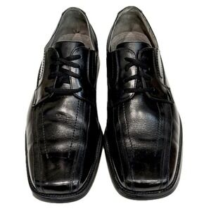 👞🏢 STACY ADAMS Black Leather Square-Toe Oxfords Dress Shoes | Men's‎ Sz 11